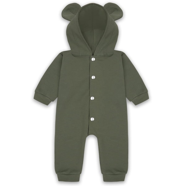 Kojenecký overal, kombinéza s kapucí Medvídek/ Khaki - Dolce Sonno