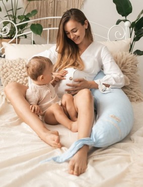 Polštář pro těhotné a kojící ženy Relax Linen - modrý | BabyMatex TB0448_24