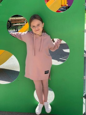 Dětská, dlouhá mikina s kapucí Little Eva/ Blush  - Wualaa by dolce sonno