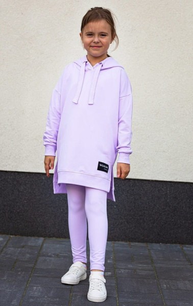 Dětská, dlouhá mikina s kapucí Little Eva/ Lilac - Dolce Sonno