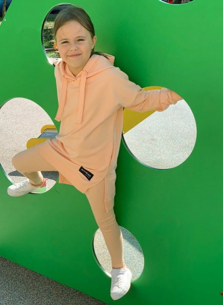 Dětská, dlouhá mikina s kapucí Little Eva/ Orange - Dolce Sonno