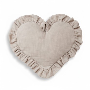 Dětský mušelínový polštář ve tvaru srdce Dusty Beige - Dolce Sonno