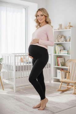 Těhotenské legíny s elastickým panelem, černé – Dolce Sonno