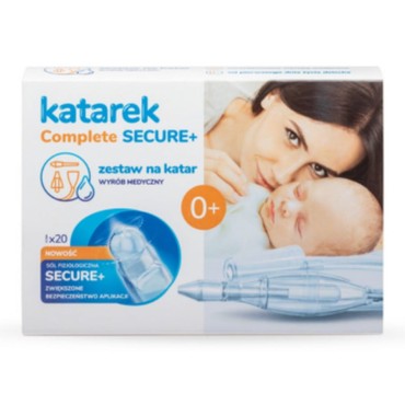 Aspirátor pro čištění nosu u kojenců Katarek Complete Secure + | 20 ampulí po 5 ml NaCL 0,9 %