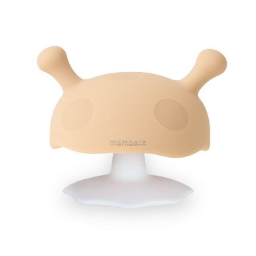 Silikonový kousací kroužek Mushroom Béžový | Mombella
