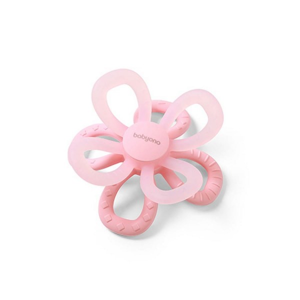Silikonový kousací kroužek Flower – růžový | Babyono