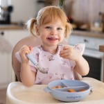 Silikonový talířek s přísavkou a víčkem Modrý BabyOno 1661/01