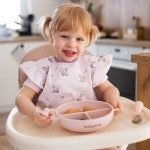 Silikonový talířek s přísavkou a víčkem Růžový BabyOno 1661/02