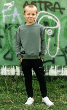 Dětská mikina pro chlapce přes hlavu Wally/ Khaki - Wualaa by dolce sonno