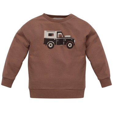 Hnědá mikina pro chlapce s autíčkem – Safari | Pinokio