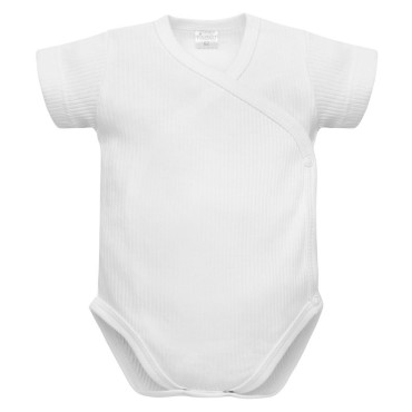 Bílé zavinovací body pro kojence z žebrované pleteniny - Lovely Day | Pinokio