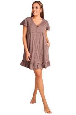 Těhotenské a kojicí noční košile s rozepínáním Arica/ Taupe - Dolce Sonno