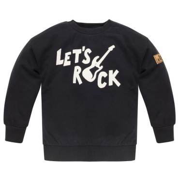 Dětská černá mikina s kytarou – Let's Rock | Pinokio