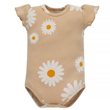 Bežové body s krátkým rukávem a sedmikráskami – Daisy | Pinokio