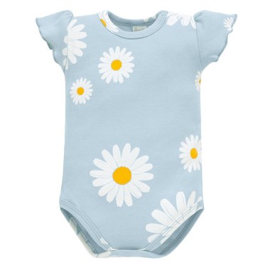 Modré body s krátkým rukávem a sedmikráskami – Daisy | Pinokio