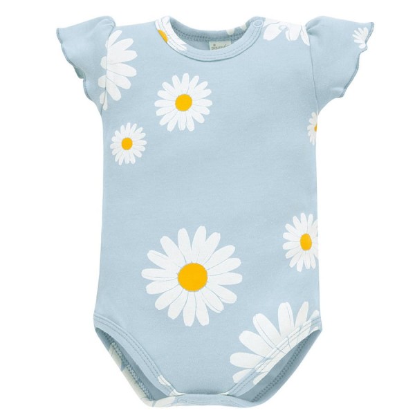 Modré body s krátkým rukávem a sedmikráskami – Daisy | Pinokio