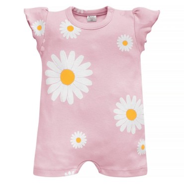 Letní overálek růžový se sedmikráskami – Daisy | Pinokio