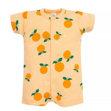 Letní kojenecký overal na patentky Orange - Fruit & Sun Pinokio