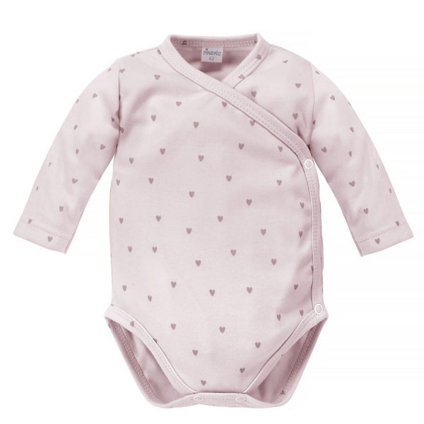 Růžové body s dlouhým rukávem a srdíčky - Hello | Pinokio