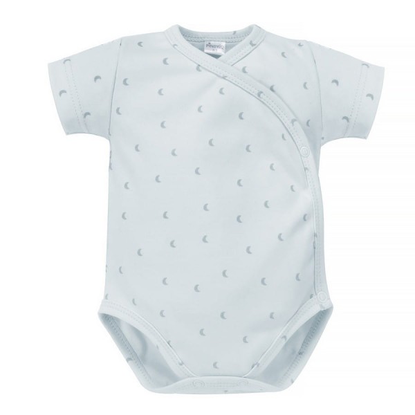 Krátké rukávové body s obálkovým zapínáním, modré s měsíčky – Lovely Day | Pinokio