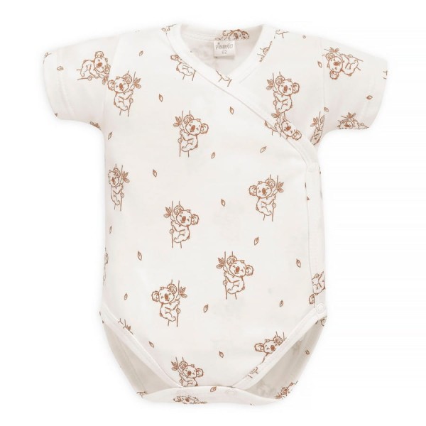 Krátké rukávové body s obálkovým zapínáním, ecru koala - Lovely Day | Pinokio