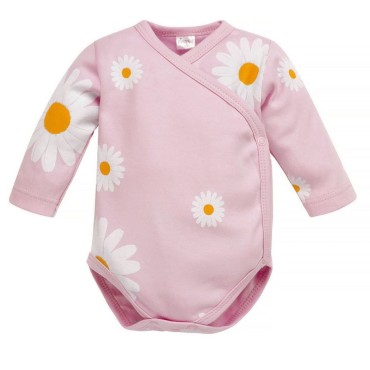 Růžové body s dlouhým rukávem a sedmikráskami – Daisy | Pinokio