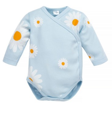 Modré body s dlouhým rukávem a sedmikráskami - Daisy | Pinokio