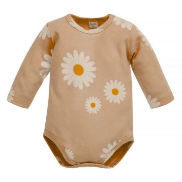 Bežové body s dlouhým rukávem a sedmikráskami – Daisy | Pinokio