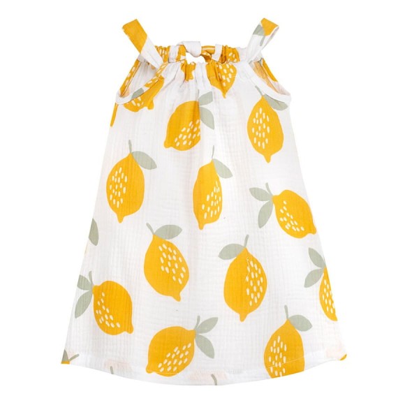 Muslinové šaty v barvě ecru s citróny - Muslin Lemons | Pinokio
