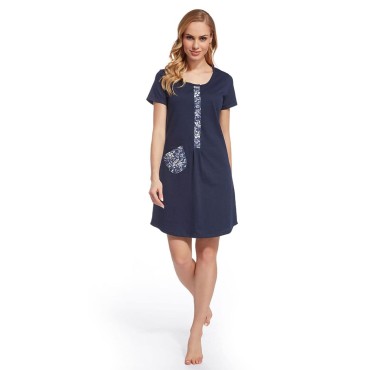 Těhotenská a kojící noční košile s krátkým rukávem Flora - Dolce Sonno