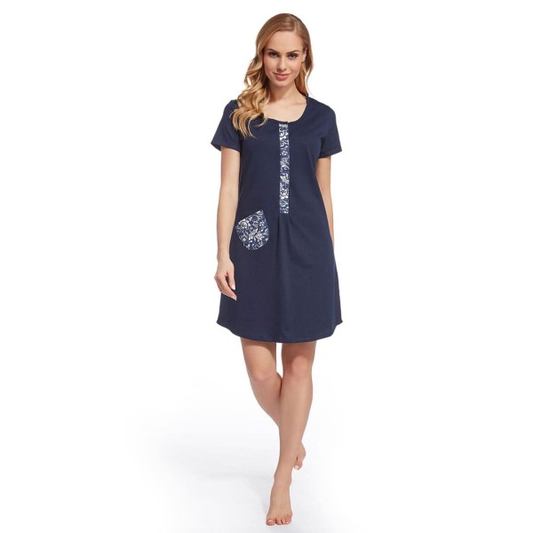 Těhotenská a kojící noční košile s krátkým rukávem Flora - Dolce Sonno