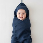 Mušelínová dětská osuška Ručník s kapucí Navy Blue - Dolce Sonno