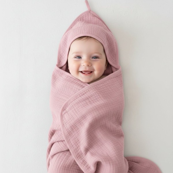 Mušelínová dětská osuška Ručník s kapucí Blush - Dolce Sonno