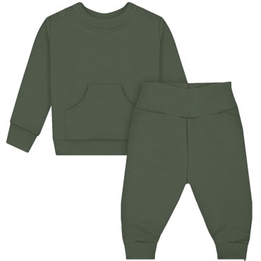 Kojenecká tepláková souprava Basic/ Khaki - Dolce Sonno