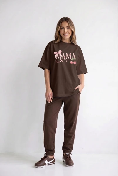Oversize tričko Mama Cherry Chocolate – Dolce Sonno