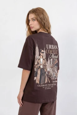 Oversize tričko Coffee Mood Dark Chocolate – Wualaa Women