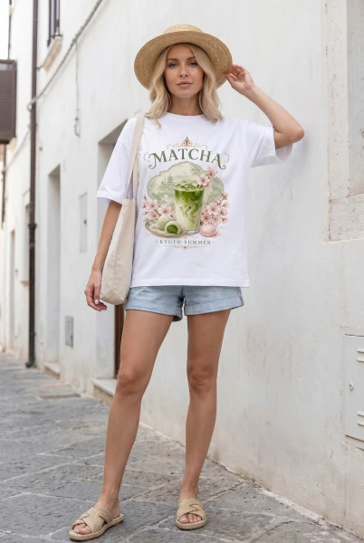 Oversize tričko Matcha White – Wualaa Women