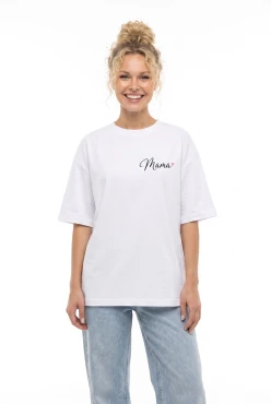 Tričko Oversize Mama se srdíčkem, bílé – Dolce Sonno