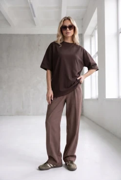 TRIČKO LINNET OVERSIZE Dark Chocolate –  Wualaa Women