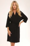 Černý dámský župan Wendy z měkkého bavlněného úpletu Silk Touch – Dolce Sonno (4)