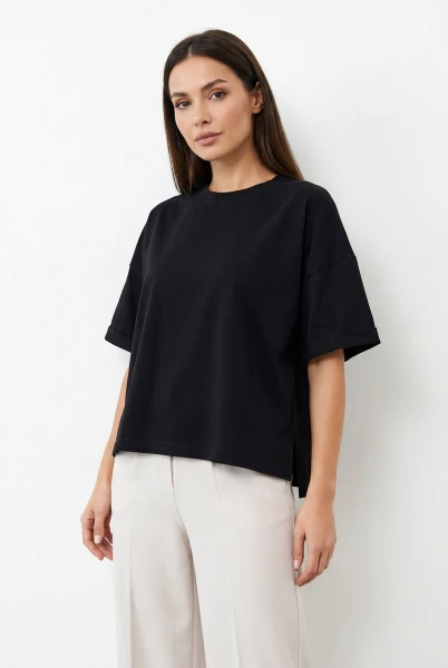 Tričko OPHELIA BOXY-FIT Midnight Black – Wualaa Women