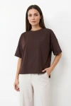 Tričko OPHELIA BOXY-FIT Dark Chocolate – Wualaa Women
