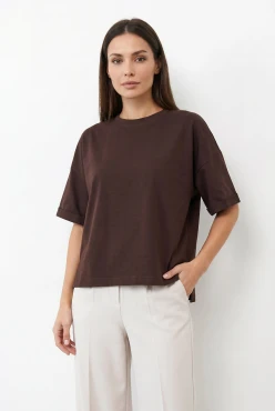 Tričko OPHELIA BOXY-FIT Dark Chocolate – Wualaa Women