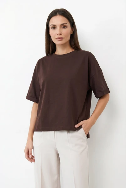 Tričko OPHELIA BOXY-FIT Dark Chocolate – Wualaa Women