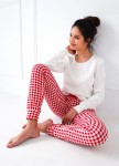 Dámské bavlněné pyžamo s dlouhými kostkovanými kalhotami Perfect - Sensis
