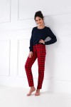 Dámské bavlněné pyžamo s dlouhými kostkovanými kalhotami Bonnie - Sensis