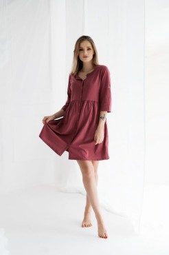 Těhotenská a kojící noční košile s 3/4 rukávy Paris/ Malaga - Dolce Sonno   