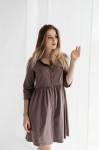Těhotenská a kojící noční košile s 3/4 rukávy Paris/ Taupe - Dolce Sonno