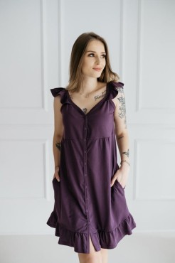 Těhotenské a kojící košile s tenkými ramínky, s volánky  Irma/Violet - Dolce Sonno