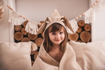 Osuška s kapucí Prestige Bunny 70 x 140 cm béžová - Baby Matex
